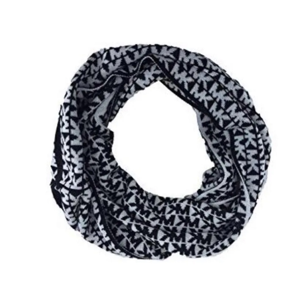 Michael Kors Infinity Scarf MK Logo Reversible Gray Charcoal MSRP $58 NEW